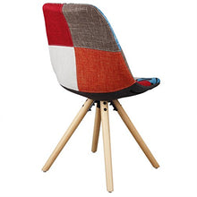WOLTU BH52mf-1 Sedia Sala da Pranzo Sgabello con Schienale in Plastica e Tessuto di Lino Senza Braccioli Gambe di Legno Patchwork
