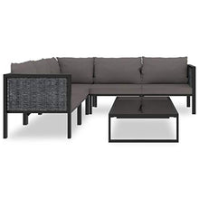 SKM Set Divani da Giardino 6 pz con Cuscini in Polyrattan Antracite (44.12kg)