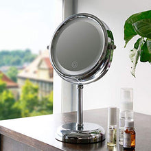 YASEking. Specchio da Toilette con Le luci, LED Illuminato Bagno Trucco Specchio con ingrandimento 5X, Batteria o USB autoalimentato, Double Sided Rotonda controsoffitto Specchio