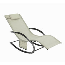 SoBuy OGS28-MI, Poltrona Dondolo, Sdraio Relax, Sedia a Sdraio, con Taschina, Beige