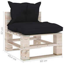 FAMIROSA Divano Centrale da Giardino Pallet con Cuscini in Legno di Pino-6069