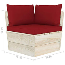 Festnight Divano da Giardino a 4 Posti su Pallet con Cuscini Rosso Vino Legno Abete