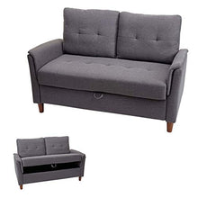 Mendler Divano a 2 posti Relax TV con vano Contenitore HWC-H23 Tessuto Grigio