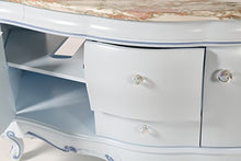 Legno&Design Mobile Bagno bombato Barocco Azzurro Piano in Marmo 2 Ante e 2 cassetti