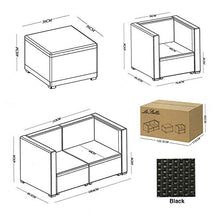 Le Stelle Set Salotto Completo in Polyrattan Arredo Giardino Divano 2 Poltrone e Tavolino (Nero)
