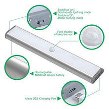 led Armadio Sensore Movimento Luce, Wireless Luci Barra Lampada Guardaroba, USB Batteria Luce Emergenza per Armadio Scale/luce calda(2pezzi)