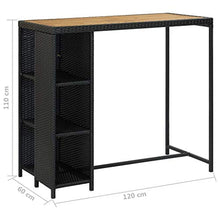 SKM Set da Bar da Giardino 5 pz con Cuscini in Polyrattan Nero (39.8kg)