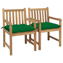 vidaXL Sedie da Giardino 2 pz con Cuscini Verdi in Massello di Teak