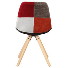 WOLTU BH52mf-1 Sedia Sala da Pranzo Sgabello con Schienale in Plastica e Tessuto di Lino Senza Braccioli Gambe di Legno Patchwork