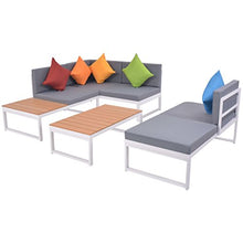 Tidyard Set Divano Angolare da Giardino, Mobili da Esterno 19 pz in Alluminio WPC
