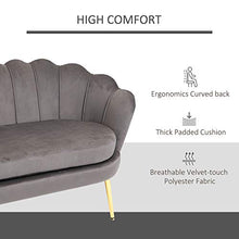 homcom Divano 2 Posti in Velluto e Gambe in Metallo, Arredamento Vintage Casa e Ufficio, 130x63x73cm Grigio