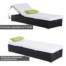 Outsunny Lettino Prendisole Sdraio di Lusso da Giardino PE Rattan e Alluminio Sedia Lounge