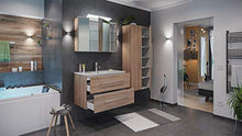 Set di mobili da bagno Firenze 90 (4 parti/C) rovere chiaro e armadio a specchio