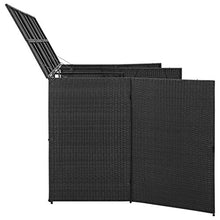 OUSEE Copribidone Triplo Spazzatura Nero 229x78x120 cm in Polyrattan