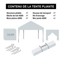 Greaden - Gazebo da giardino bianco con 4 pareti da 3 x 3 m, in alluminio e acciaio, 30 mm