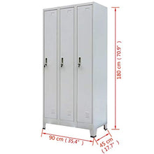 FAMIROSA Armadio con 3 Armadietti in Acciaio 90x45x180 cm Grigio