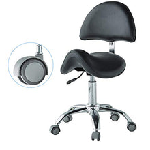 Sgabello A Sella per Parrucchiere E Salone Estetico Altezza Regolabile con Ruote E Schienale,Nero,Medical Wheel