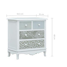 FAMIROSA Credenza con 4 Cassetti Bianca e Grigia 65,5x35x68 cm in MDF