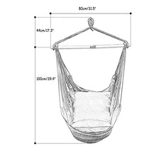 Sedia a Battente a Hammock, con 2 Cuscini Imbottiti Extra e Barra di Supporto in Legno, Anti-Rollover Coperta all'aperto a Handing Hammock Sedia Altalena