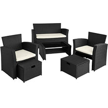 TecTake 800719 Salottino in Rattan, Componibile con Versatilità, Resistente ai Raggi UV, Robusto Acciaio, Tavolo con Piano & Cuscini - Disponibile in Diversi Colori (Nero | No. 403278)