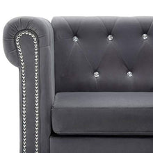 FAMIROSA Divano Chesterfield a 3 Posti in Velluto 199x75x72 cm Grigio
