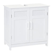 Mendler Arredo Bagno Serie HWC-A85 Legno Bambu e MDF Mobile sottolavabo Bianco