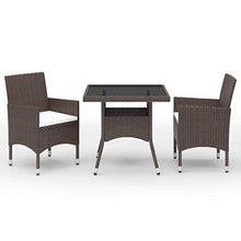 FAMIROSA Set da Pranzo da Giardino 3 pz Marrone in Polyrattan e Vetro
