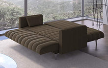 Divano chaise longue Milano 267cm, trasformabile in letto, reversibile, a righe marrone.