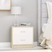 FAMIROSA Comodino Comodino Bianco e Rovere Sonoma 40x30x40 cm in Truciolato