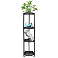 Scaffale da bagno a 4 strati, robusto ad angolo, moderno e indipendente, utilizzabile in soggiorno, camera da letto, bagno, colore: nero