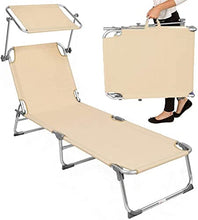 Comoda sdraio pieghevole con schienale regolabile e poggia gambe, parasole regolabile per rilassarsi in modo confortevole e stile.