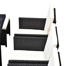 Outsunny Set di Mobili da Giardino in Rattan da Esterno Set da Pranzo 11 PZ con Cuscini Nero