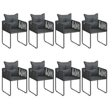 SKM Set da Pranzo da Giardino 9 pz in Rattan PVC Nero e Marrone
