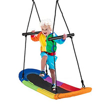 COSTWAY Altalena da Giardino Per Bambini, Altalena Ovale da Albero, con Maniglie, per Esterno, Portata Max. 150 kg (Multicolore)
