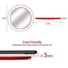 Specchio Cosmetico con Specchio per Trucco da 4 Pollici con Luci, Specchio Cosmetico Professionale da Viaggio, Specchio Tascabile Multifunzione con Base di Ricarica Wireless per iOS E Andriod P (Red)