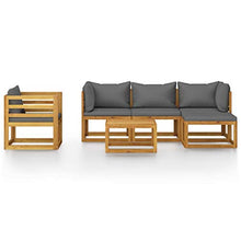 SKM Set Divani da Giardino 6 pz con Cuscini in Massello di Acacia (61kg)