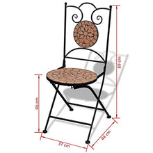 vidaXL Set 2 pz Sedia Bistro in Ferro da Giardino Esterno con Mosaico Terracotta