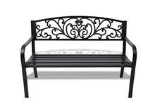 Pissente, sedia da giardino con schienale a fantasia, panca da giardino con bracciolo, per cortile terrazzo, parco, caffè, 127 x 60 x 85 cm