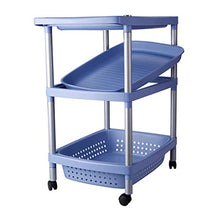 YIN YIN Carrello per Ripiani Carrello a Ripiani, mensole in plastica da Bagno Rack a Tre Strati Bellissimo Elegante Ristorante con Ruote a Carrello Hotel Rack, Blu, 52X35X62cm Carrello a rulli