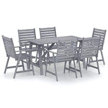 FAMIROSA Set Pranzo da Giardino 7 pz in Legno Massello di Acacia Grigio-7855