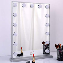 WONSTART specchio trucco con luci, Specchio per Il Trucco con 15 Pezzi di luci a LED da Tavolo o Specchio per Il Montaggio a Parete (42/51 Silver)