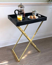 ASPECT Vassoio Pieghevole per maggiordomo Hopkins (Ottone Nero/Opaco), Legno, 54 x 38 x 72 cm