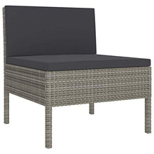 Tidyard Set 10 pz Divani da Giardino in Polyrattan Marrone/Grigio con Tavolino e Cuscini,Divano Modulare Esterno,Divano Angolare,Set Divani Modulari da Giardino per Esterno,Divano Compobibile