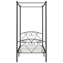 Tidyard Letto a Baldacchino Grigio in Metallo 120x200 cm,Letto a Soppalco,per Camera da Letto, Camera degli Ospiti, Dormitorio