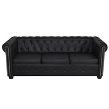 vidaXL Divano Chesterfield classico in ecopelle nero 3 posti per casa ufficio