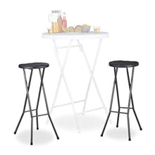 Relaxdays 10020763_46 Sgabello da Bar Pieghevole Set da 2 BASTIAN Resistenti Altezza 80 cm Sedia Alta da Bancone in Plastica Nero