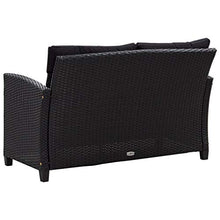 SKM Divano da Giardino 2 Posti con Cuscini Nero 124 cm Polyrattan