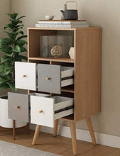 Elegante Semplicità Cassettiera Stile Scandinavo Nordico - Effetto Rovere Bianco e Chiaro con Gambe Affusolate - Dispone Di 4 Cassetti a Chiusura Morbida - Mobili per Camera da Letto Moderni e Contem