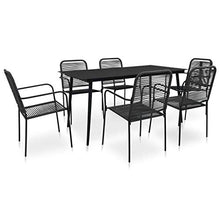 FAMIROSA Set da Pranzo da Esterni 7 pz in Corda di Cotone e Acciaio Nero-8278