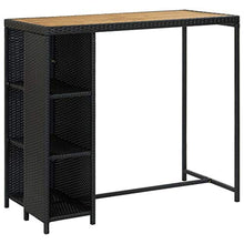 FAMIROSA Tavolo da Bar con Ripiani Nero 120x60x110 cm in Polyrattan-3478
